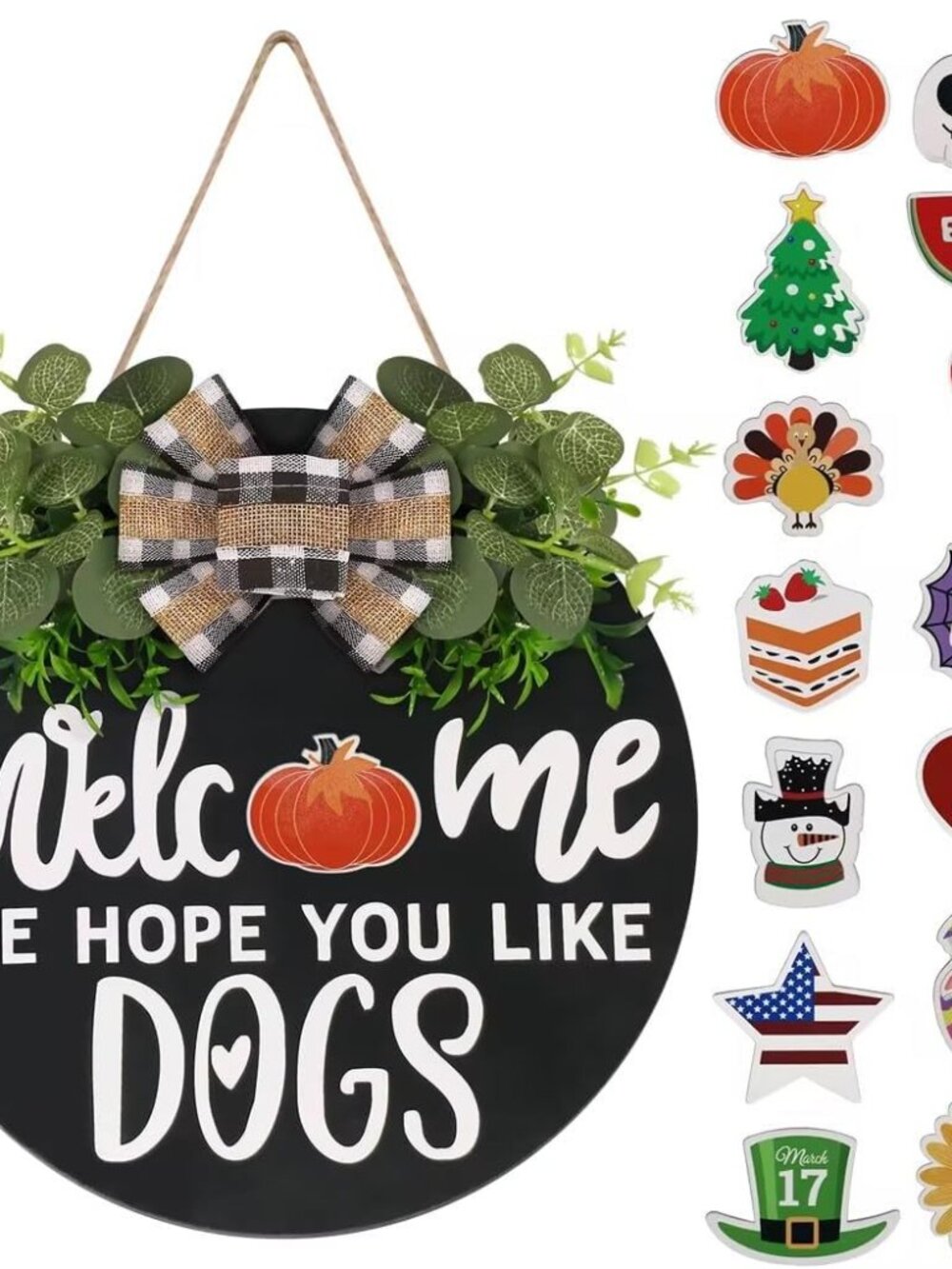 Interchange Welcome Sign Front Door Wreaths for Spring Fall Summer Winter